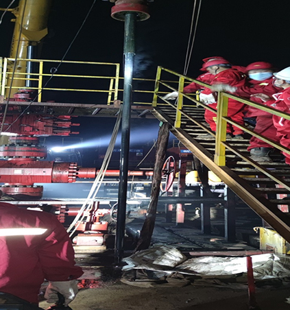 公司研发设计的超等水力振荡器组合打捞工具 在黄202H5-2井显神威